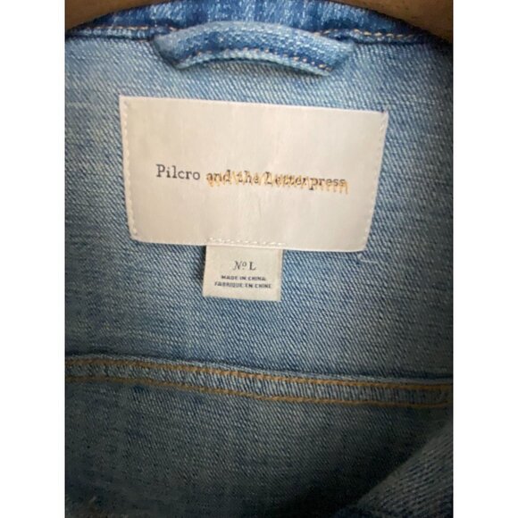 Pilcro And The Letterpress Women's Mid. Wash Denim Trucker Vest L - Picture 4 of 8